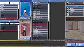 Beautiful women in handcuffs in a hot beach resort in a hentai game
