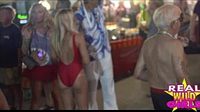 Real amateur women flashing on the streets in a fantasy festival