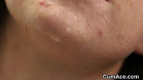 Stunner gets covered in cum from extreme blowbang session