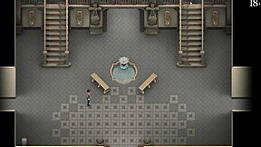Group sex with a petite girl and two big cocks in a video game