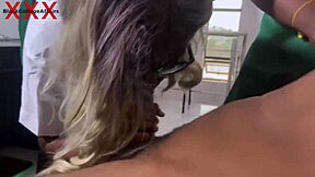 Hardcore schoolgirl gets a creamy facial and a cum shower