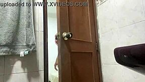 Straight up real life video of stepson spying on stepmother’s piss