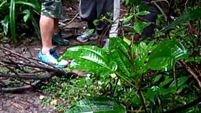 Amateur gay action in the woods with big dick and small tits