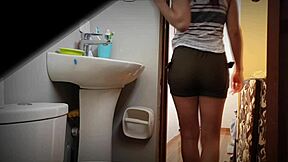 Pretty college girl from Colombia pees in this video