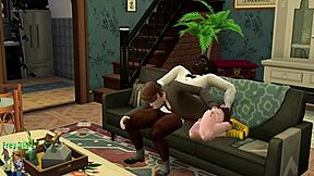 Gay scene with one Black guy and an anime hentai
