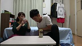 Beautiful Asian bride gets a rough and messy blowjob