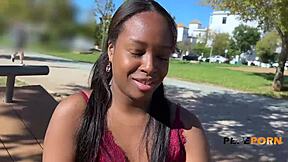 Paris, the black Colombian beauty, gives a hardcore performance and squirts