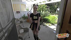 Pretty girl with pigtails likes it rough and sloppy