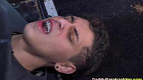 A mature gay man has sex with a horny young gay in the missionary position with analingering