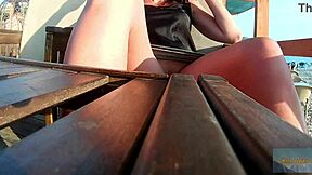 Public adrenaline rush in a cafe without panties