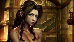 Aerith from Final Fantasy 7 in a hot AI-generated hentai scene