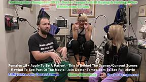 Latex clad nurse Stacy Shepard conducts a gyno exam
