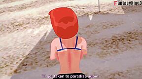 See-through bikini-clad Gwen Tennyson in beach sex scene