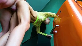 Beautiful woman with a perfect body, Lily, gets a big cock delivered to her door