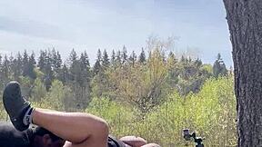 Remi, a hot chubby BBW, gets a big black cock on a big rock