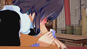 Hot anime porn with big boobed cat girl and dog boy action