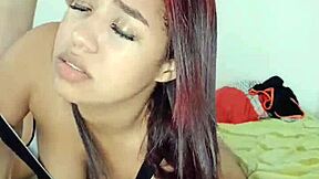 Young stepsister gives a quick blowjob in her room