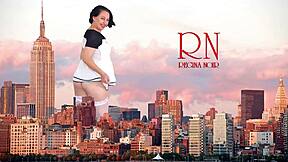 Giant lady roams city in all her glory