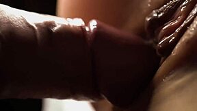 Close up of a hairy cock during extreme fucking and creampie scene