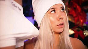 Horny blonde gets her friends cock on webcam show