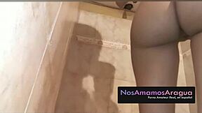 Tuputinovia Big Booty Venezuelan Slut Shaves and Pleasures Herself in Shower