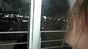 My shy stepsister on the balcony, big tits and ass