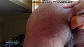 Anal sex with a carrot for gay ass lovers
