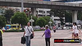 Kinky Asian teen gets to experience the thrill of a big dick