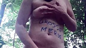 BDSM slave f Samuse in outdoor piss drill on 24 July 2023