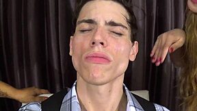 Samantha Hayes and Sunny Succubus’s hot scene with facelicking and spitting