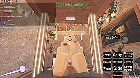 Big tits and deep throat action in Roblox game