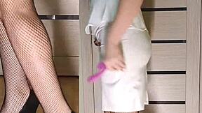 New Year's Eve striptease in stockings and heels