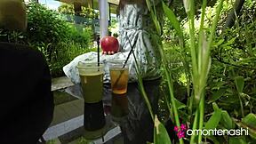 Beautiful Japanese girl loves apples ringo and gets a trimmed pussy in this POV video