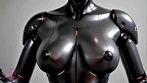 Close-up POV with a big-titted sex robot in action