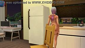 Sims 4 video is an editing practice with big-boobed beauties
