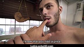 Straight Latino boy gets paid to perform gay sex