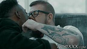 Rocco Steele's big dick in black jock, interracial sex scene