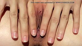 Solo girl Antonia shows her wet and juicy pussy