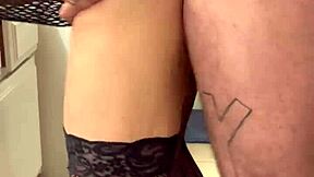 Muscular neighbor helps with sink and gives rough anal sex