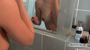 Amateur skinny German escort with a full bush gets creampied