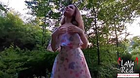 Big tits homemade brunette gets big cock hard outdoors