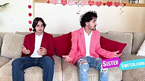 Stepbrothers get the best Valentine’s Day gift – sex with stepsister and her friend