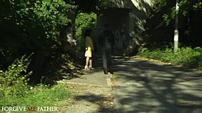 Beautiful car wash scene with a hot nanny giving a blowjob and gagging on a cock