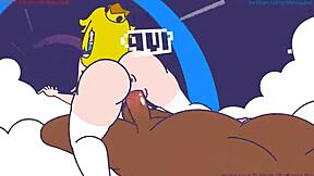 Big tits Princess Peach gets some interracial love with a big cock