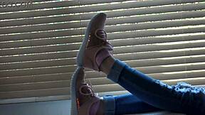 i’m obsessed with kristy’s new sneakers for my fetish close-up. can’t stop staring at her feet!