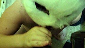 Amateur couple has sex in the closet and the woman wears a mask