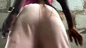 Strip tease from a crazy woman until she is completely naked