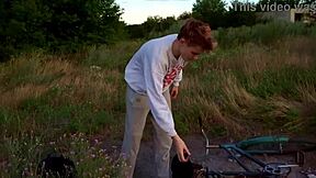 Hot gay blowjob action during summer cycling outing