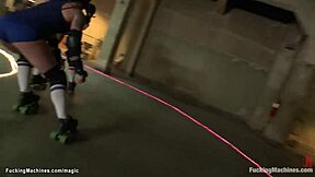 Lesbians try out their new sex toys and enjoy roller derby sex