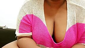 Beautiful woman with large breasts in a sexy scene